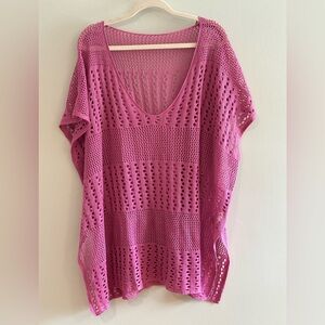 Swimsuits For All Magenta Crochet Swim Cover-Up